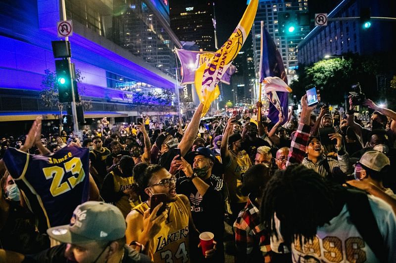 Fans Celebrate In Los Angeles After Lakers Wins NBA Finals