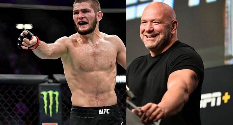 Khabib Nurmagomedov (left); Dana White (right)