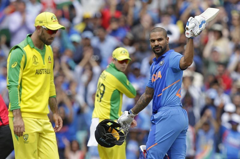 Shikhar Dhawan scored a century in the 2019 Cricket World Cup match between India and Australia.