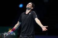 Dominic Thiem reacts after losing a point