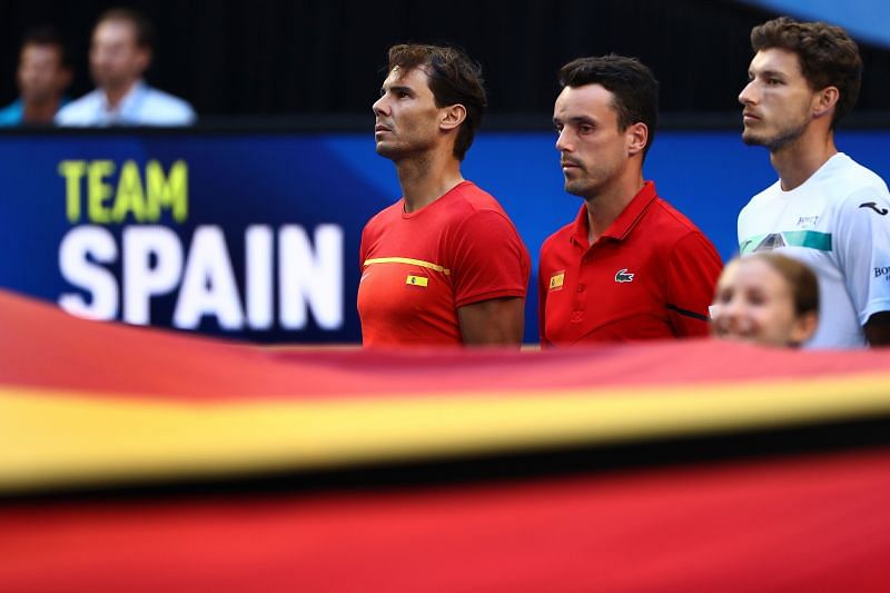 Rafael Nadal, Roberto Bautista Agut and Pablo Carreno Busta during the ATP Cup