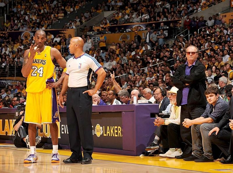 Jack Nicholson (standing, right) in Staples Center