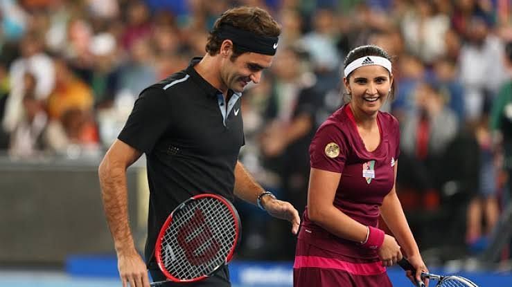 Sania Mirza with Roger Federer