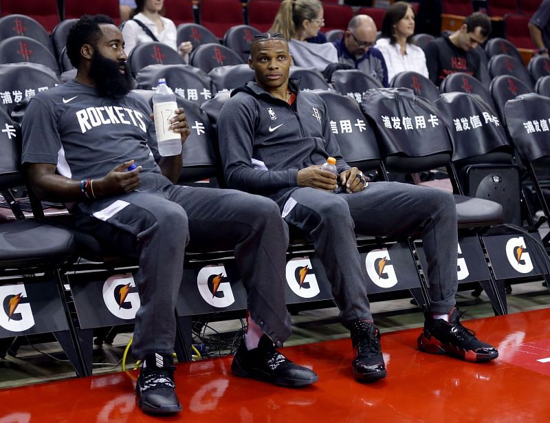 Houston Rockets&#039; James Harden and Russell Westbrook.