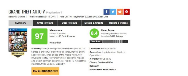 Grand Theft Auto V - Metacritic