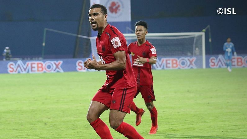 Kwesi Appiah scored one goal and missed a penalty as NorthEast United FC settled for a draw (Credits: ISL)