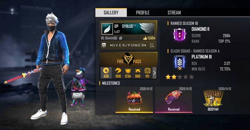 Syblus' Free Fire ID, stats, K/D ratio and more