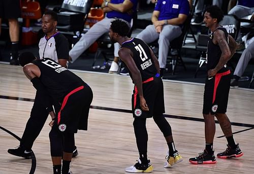 Paul George, Patrick Beverley, and Lou Williams.