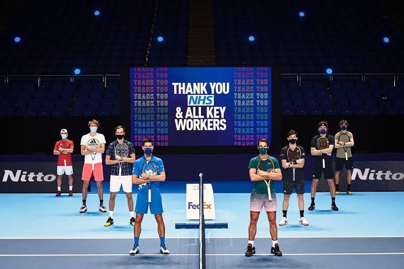 Dominic Thiem with the rest of the field at the 2020 ATP Finals