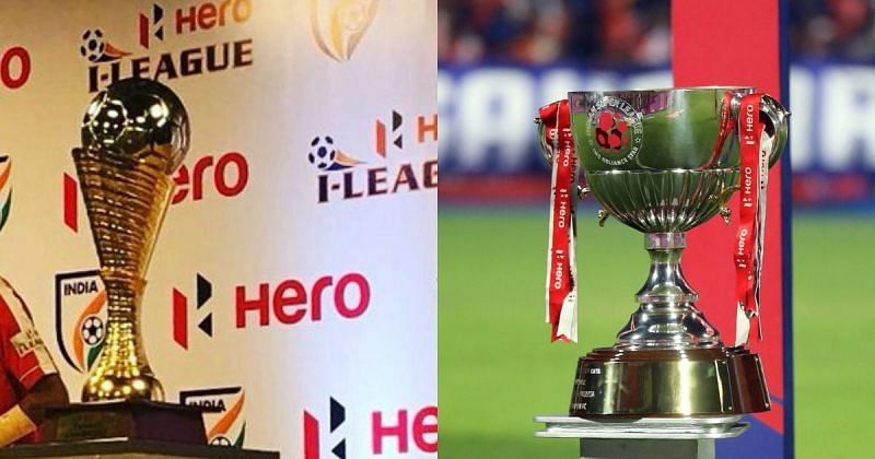 (From left) I-League &amp; ISL Trophies