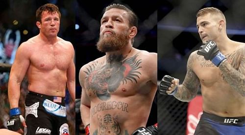 Chael Sonnen (left); Conor McGregor (center); Dustin Poirier (right)