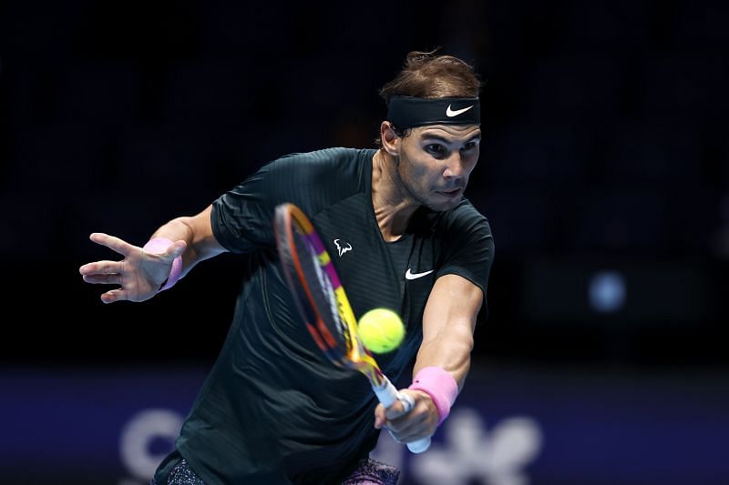 Rafael Nadal in action against Daniil Medvedev at the ATP Finals