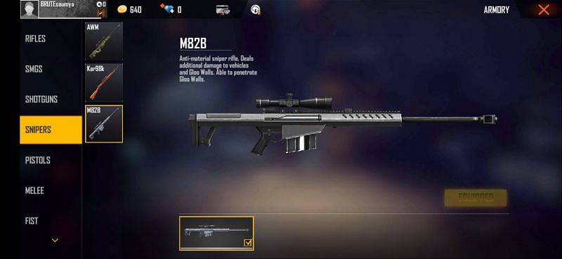 M82B in Free Fire