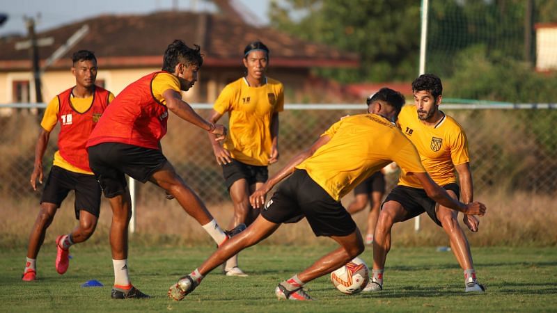 Hyderabad FC in training.