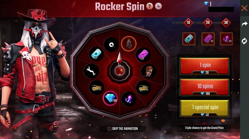 Rocker Spin event in Free Fire