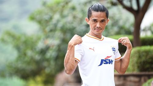 Sunil Chhetri in Bengaluru FC's away jersey