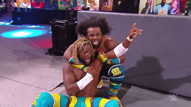 The New Day successfully defend the RAW tag team titles against The Hurt Business