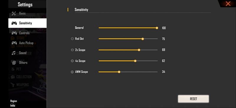 Best Free Fire sensitivity settings for headshots