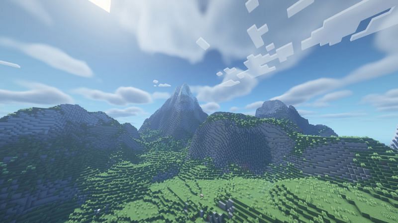 A custom world-edit mountain (Image via Minecraft)