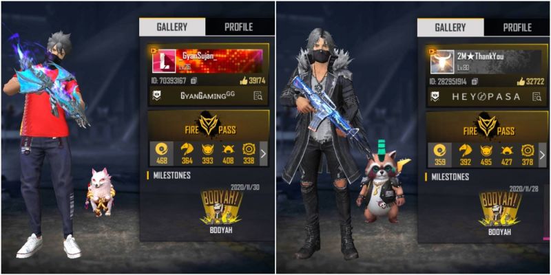 Free Fire IDs of Gyan Sujan and Tonde Gamer