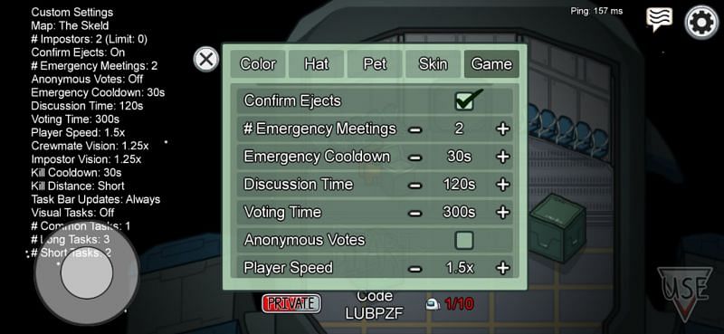 In-game settings format