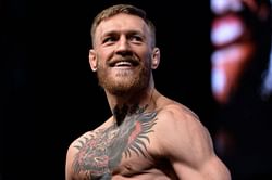 UFC Lightweight Conor McGregor reacts to Gervonta 'Tank' Davis' vicious uppercut KO