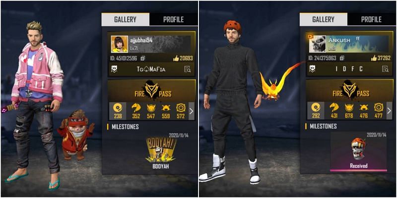 Free Fire IDs of both Total Gaming and ANKUSH FREEFIRE