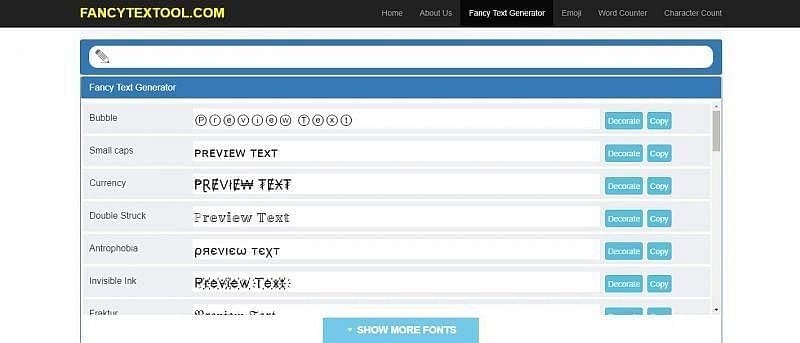 FancyTextTool एक अच्छी वेबसाइट है 