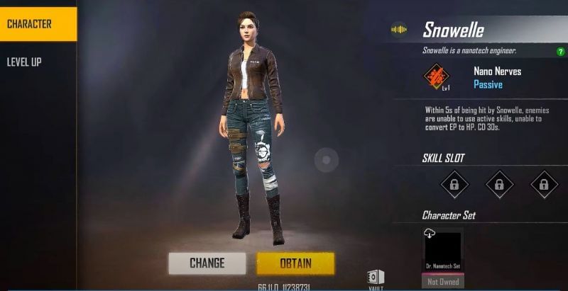 Snowelle character in Garena Free Fire OB25 update