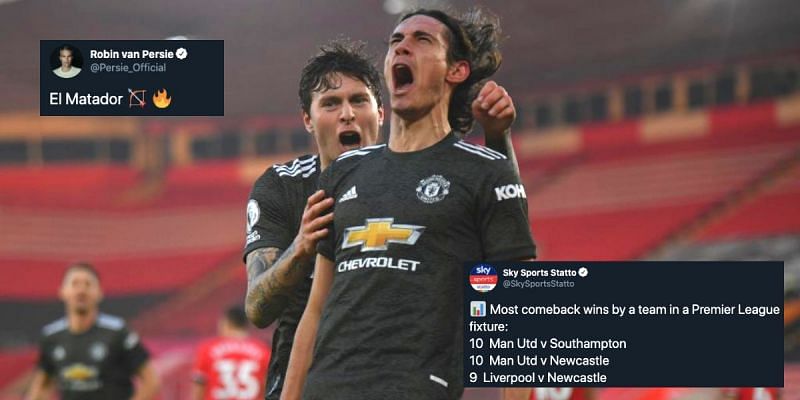 Twitter Reacts As Edinson Cavani Inspires Manchester United To Stunning 3 2 Comeback Win Against Southampton