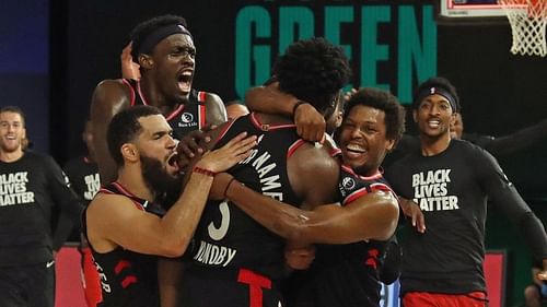 Game 3: Toronto Raptors after OG Anunoby's game-winning buzzer-beater.