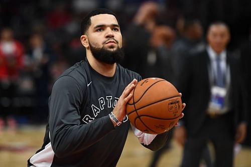 Fred VanVleet warms up before Toronto Raptors v Chicago Bulls