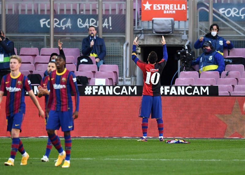 Lionel Messi led Barcelona to another thumping victory at the Camp Nou.