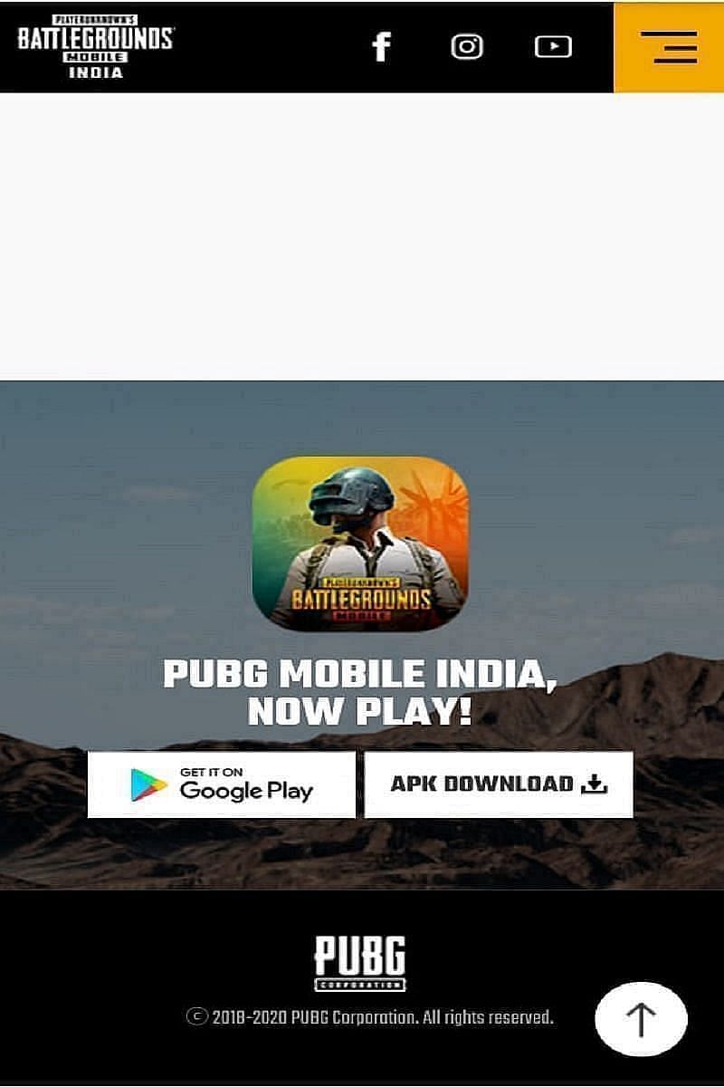  PUBG Mobile India की वेबसाइट