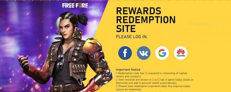 Free Fire official reward redemption site