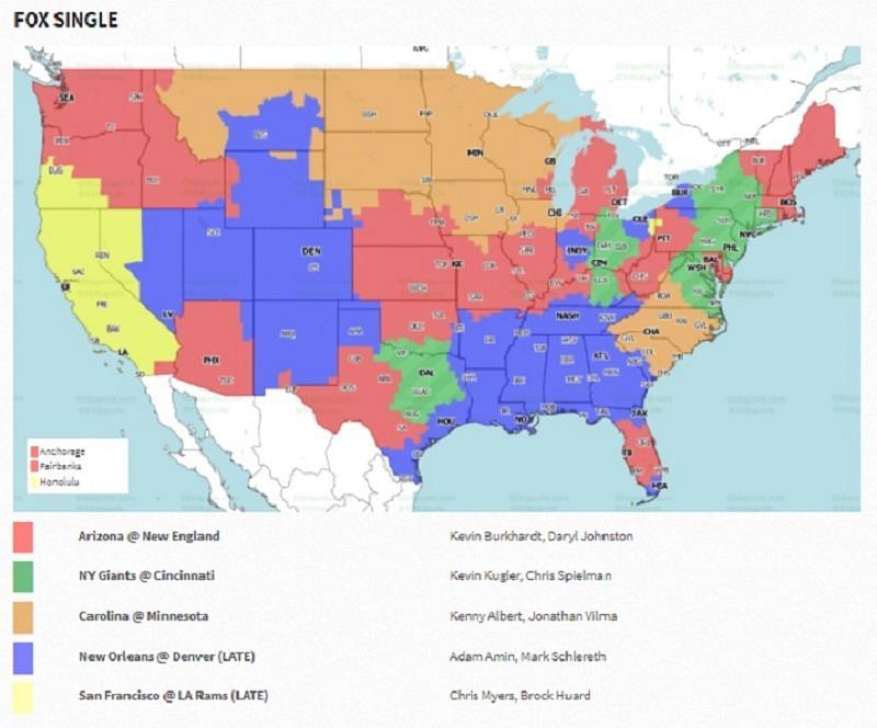 NFL Week 12 Coverage map, TV schedule, channel, time and live stream