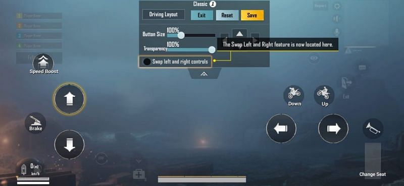 Vehicle control customisation PUBG Mobile