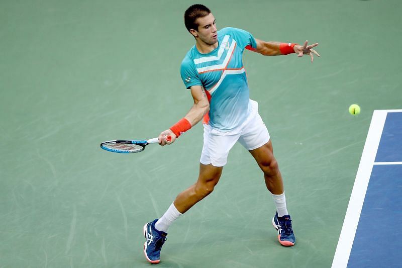 Borna Coric during his fourth round match against Jordan Thompson at the 2020 US Open