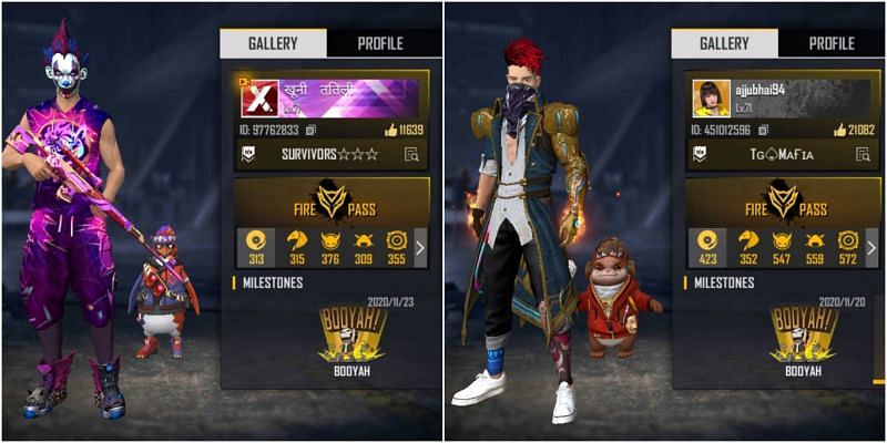 Free Fire IDs of both YouTubers