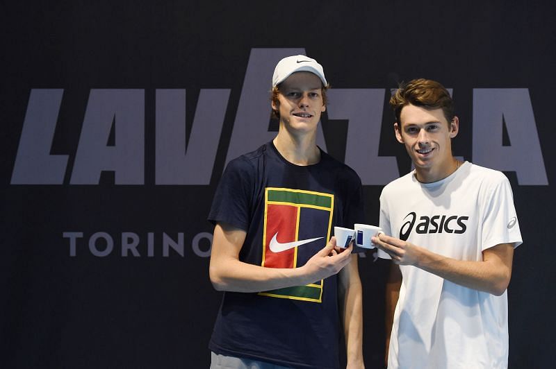 Jannik Sinner (L} beat Alex de Minaur in the final of last year&#039;s Next Gen Finals.