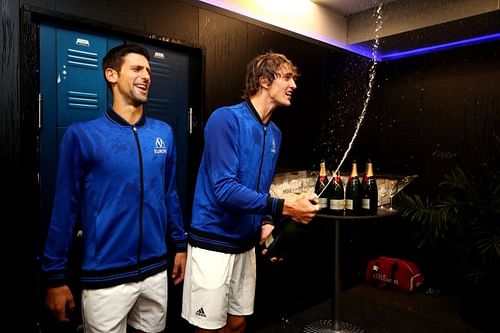 Novak Djokovic (L) and Alexander Zverev