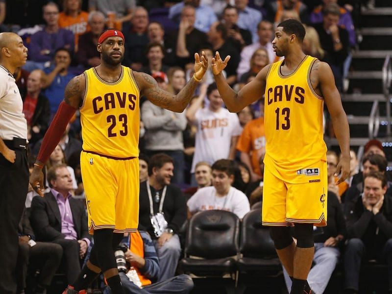 LeBron James and Tristan Thompson playing for the Cleveland Cavaliers