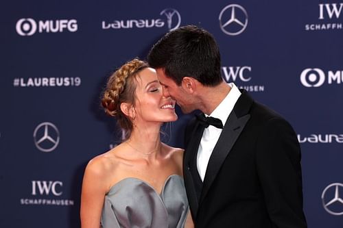 Novak Djokovic with his wife Jelena Ristic