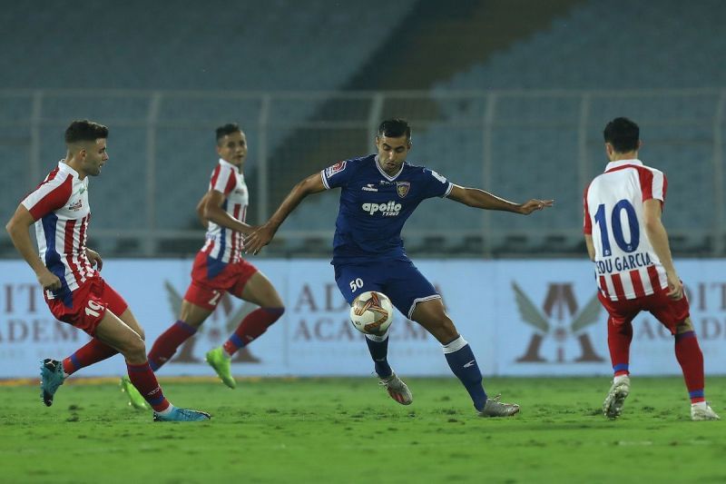 Rafael Crivellaro in action for Chennaiyin FC against ATK in the 2019-20 season of ISL