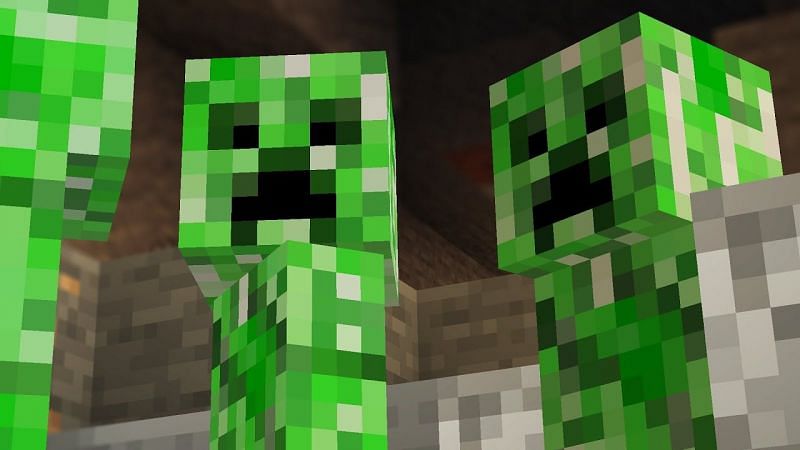 &nbsp;If a creeper gets too close to a player, it will explode (Image via LogDotZip, YouTube)