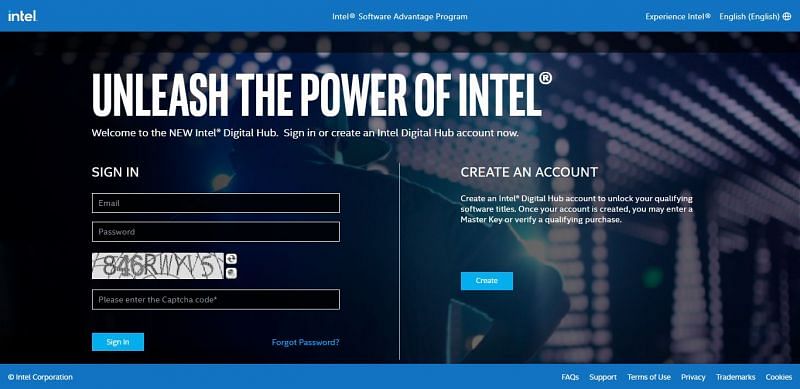 Intel Bundle Account Sign-in Page (Image via Screengrab Intel Bundle Account)