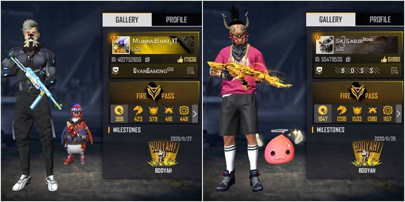 Free Fire IDs of both YouTubers