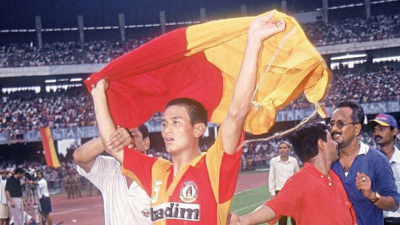 Bhaichung Bhutia scored a hat-trick to power East Bengal to a 4-1 win at the &#039;97 Federation Cup semifinal
