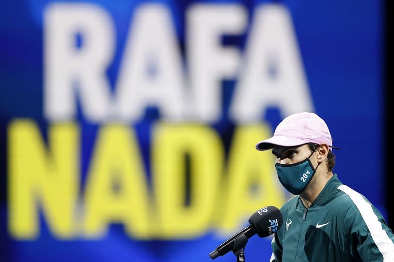 Rafael Nadal speaks after his win over Andrey Rublev.