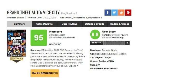 Highest rated GTA games according to Metacritic (Metascore) : r/GTA